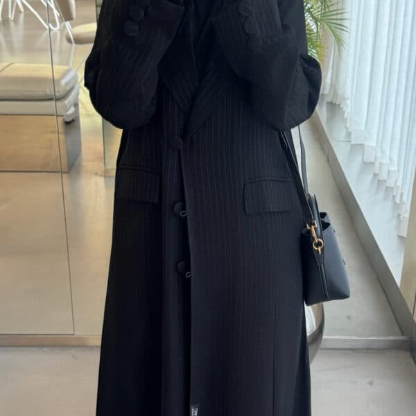 عبايه بليزر اسود مقلم + ملفع الجفسه